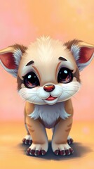 Adorable Cartoon Puppy: A Digital Painting of a Cute Canine