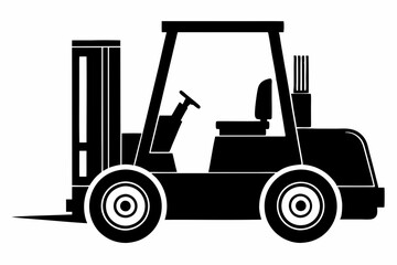 forklift line art silhouette vector illustration