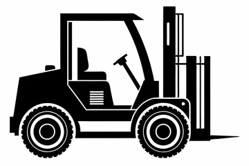 forklift line art silhouette vector illustration