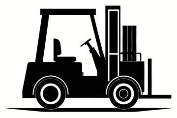 forklift line art silhouette vector illustration