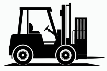 forklift line art silhouette vector illustration