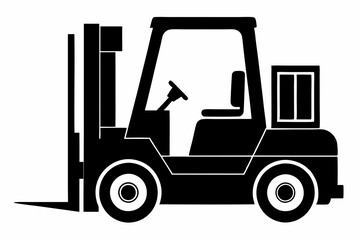 forklift line art silhouette vector illustration