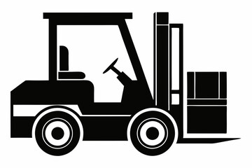 forklift line art silhouette vector illustration
