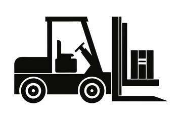 forklift line art silhouette vector illustration