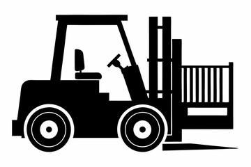 forklift line art silhouette vector illustration
