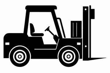 forklift line art silhouette vector illustration