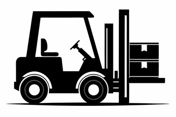 forklift line art silhouette vector illustration