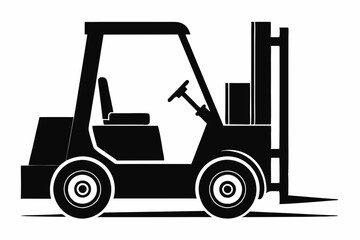 forklift line art silhouette vector illustration