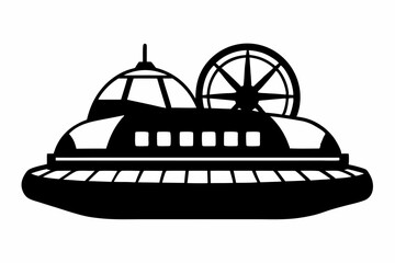 hovercraft line art silhouette vector illustration