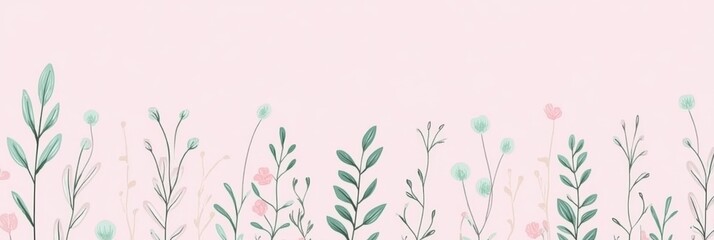 Pastel Floral Meadow: A Delicate Springtime Illustration