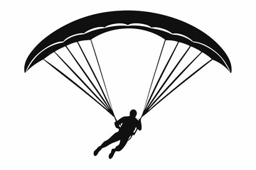 paraglider line art silhouette vector illustration