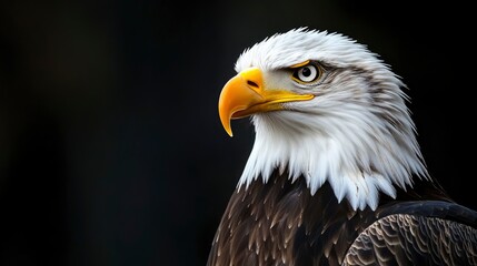 Obraz premium Majestic Bald Eagle Portrait with Intense Gaze and Detailed Feathering