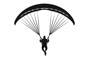 paraglider line art silhouette vector illustration