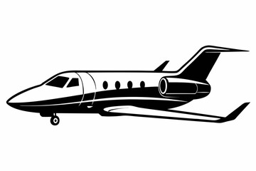 private jet line art silhouette vector illustration