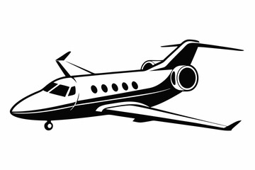 private jet line art silhouette vector illustration