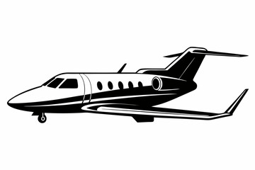 private jet line art silhouette vector illustration