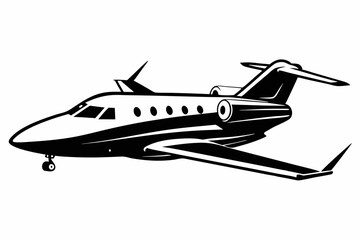 private jet line art silhouette vector illustration