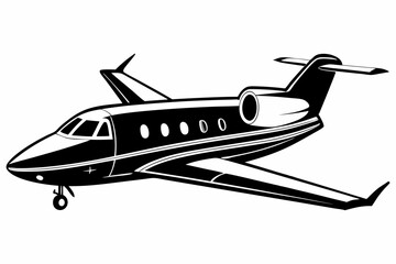 private jet line art silhouette vector illustration