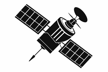satellite line art silhouette vector illustration
