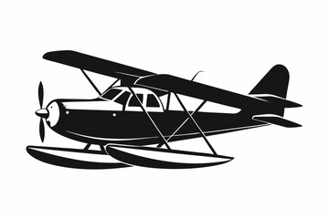 seaplane line art silhouette vector illustration