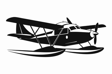 seaplane line art silhouette vector illustration