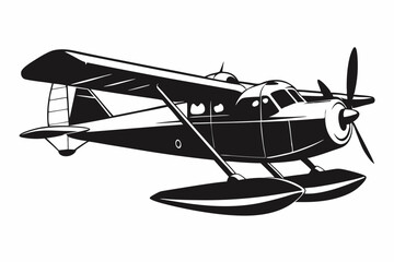 seaplane line art silhouette vector illustration