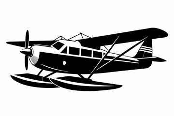 seaplane line art silhouette vector illustration