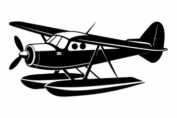 seaplane line art silhouette vector illustration