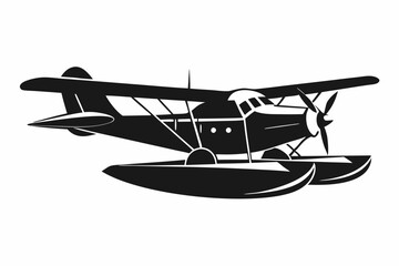 seaplane line art silhouette vector illustration