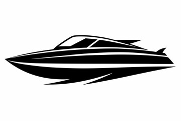 speedboat line art silhouette vector illustration