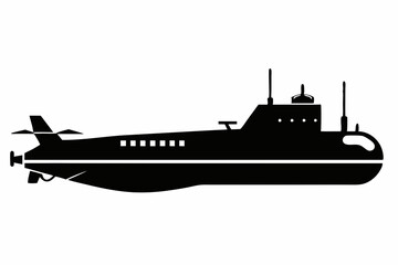 submarine line art silhouette vector illustration