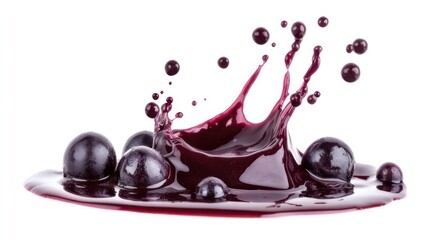 Dark purple juice splash with berries