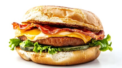 Breakfast Sandwich on a White Background