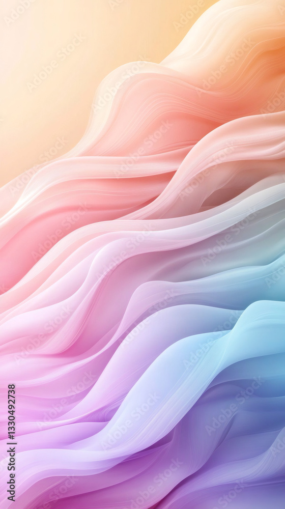 Aufkleber Pastel waves gently undulating, creating soft, ethereal background with fluid movement and delicate color gradients