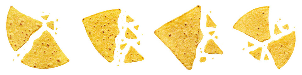 Fototapeta premium Broken Tortilla Chip, Cut Out Set