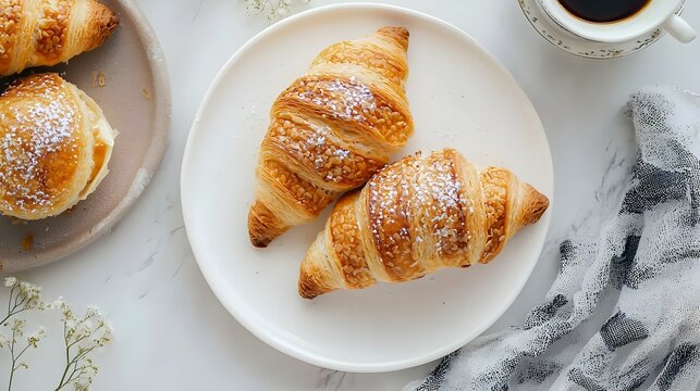 Crossiant on white background - close-up