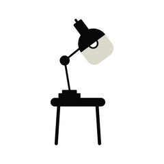 Simple Silhouette of a Desk Lamp on a Small Table vector illustration.