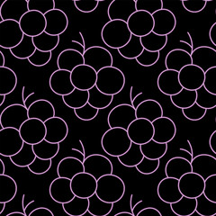 Seamless pattern with grapes in neon effect
