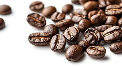 Fototapeta premium Roasted coffee beans isolated on white