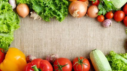 Food Background. Colorful Vegetables Background With Copy Space for Text.