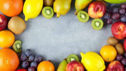 Food Background. Colorful Fruits Background With Copy Space for Text.