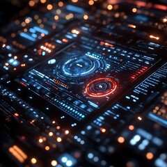 Obraz premium Glowing dashboard interface in futuristic design high resolution hd picture