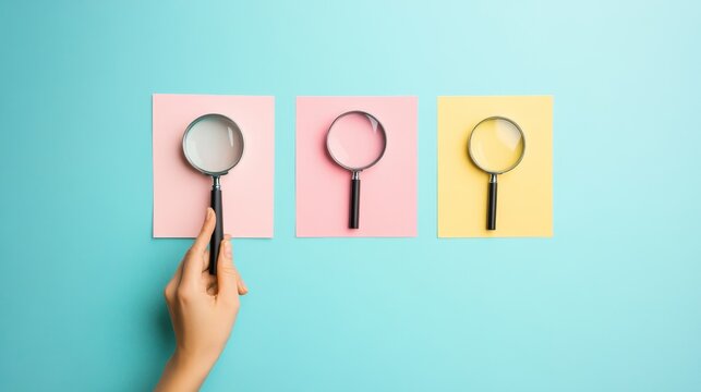 A hand holding a magnifying glass shows careful decision-making.  A yes/no choice highlights the challenge.  Success is shown by choosing the right option. Think carefully before deciding.
