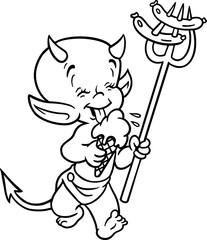 Cute little devil silhouette vector. Perfect for t-shirt designs, clipart, stickers, cut files, Halloween decor, cartoons