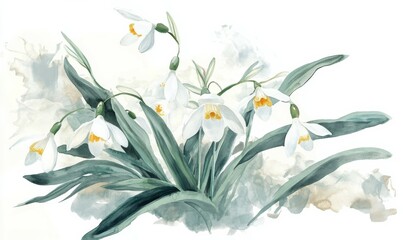 spring flowers snowdrops, light and delicate tones