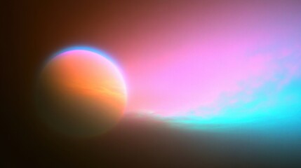 Abstract Cosmic landscape: Surreal Planetary Sphere in Vivid Orange and Pink Gradient Design for Cosmic Themed Decor and Digital Prints