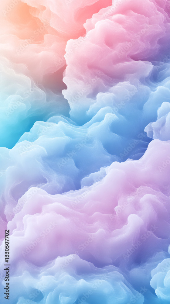 Aufkleber Soft pastel hues blending seamlessly, forming wispy cloud-like patterns with delicate, dreamy visual texture