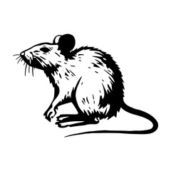  Black and white vector silhouette of a rat. Perfect for logo design, tattoos, stencils, and digital projects.