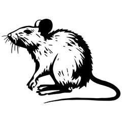  Black and white vector silhouette of a rat. Perfect for logo design, tattoos, stencils, and digital projects.