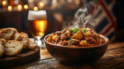 St. david's day celebration with traditional welsh cawl and rustic ambiance